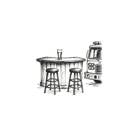a quick sketch of the bar room beside the engine bay